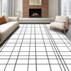 Bold Black Grid Pattern Rug