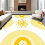Golden Sunburst Circular Pattern Rug