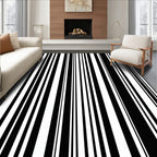 Bold Striped Geometric Contrast Rug
