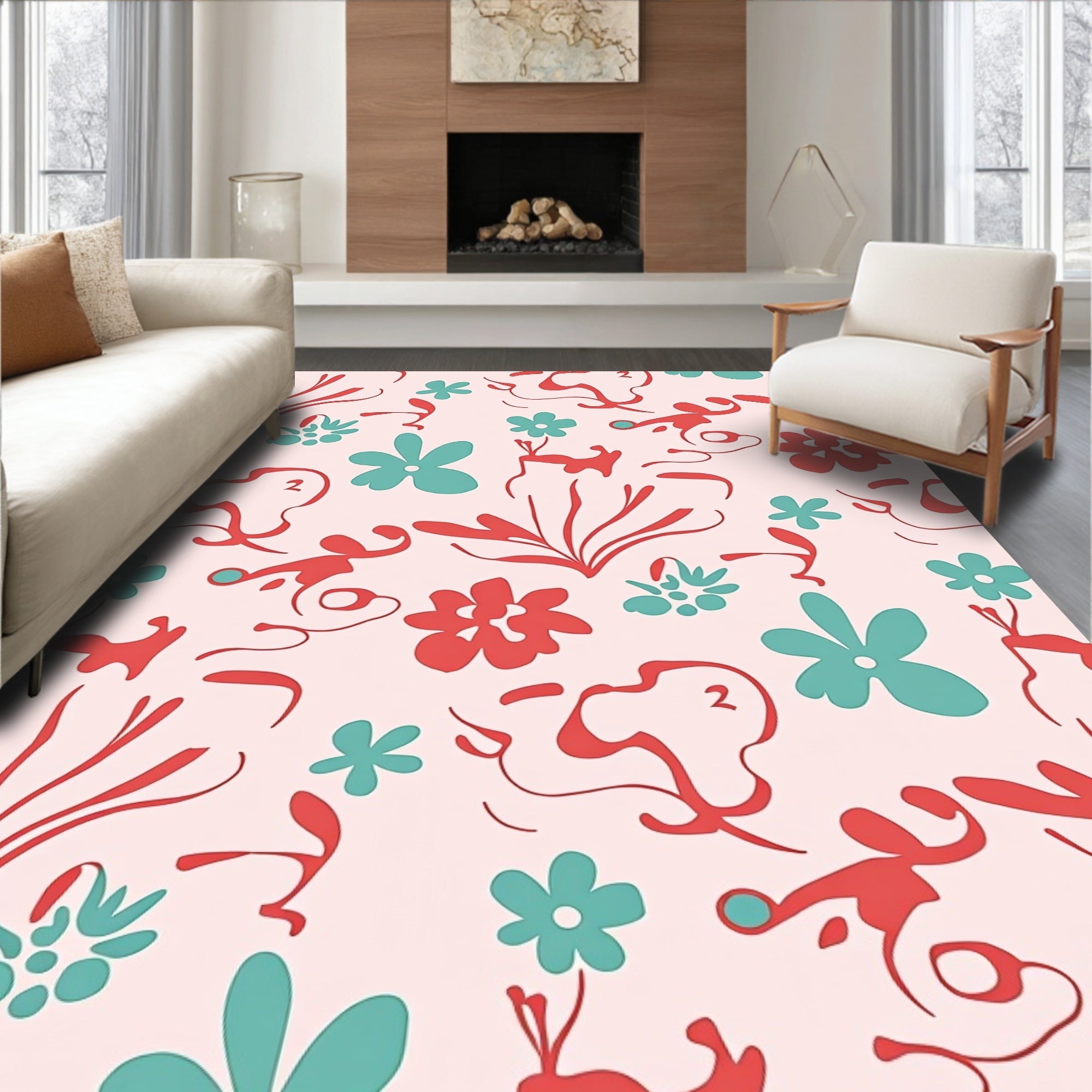 Playful Blossom Abstract Pattern Rug