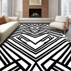 Bold Black White Geometric Pattern Rug