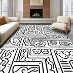 Abstract Doodle Line Art Rug