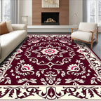 Rich Burgundy Floral Scrollwork Medina Rug