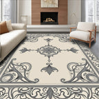 Elegant Floral Scrollwork Frame Rug