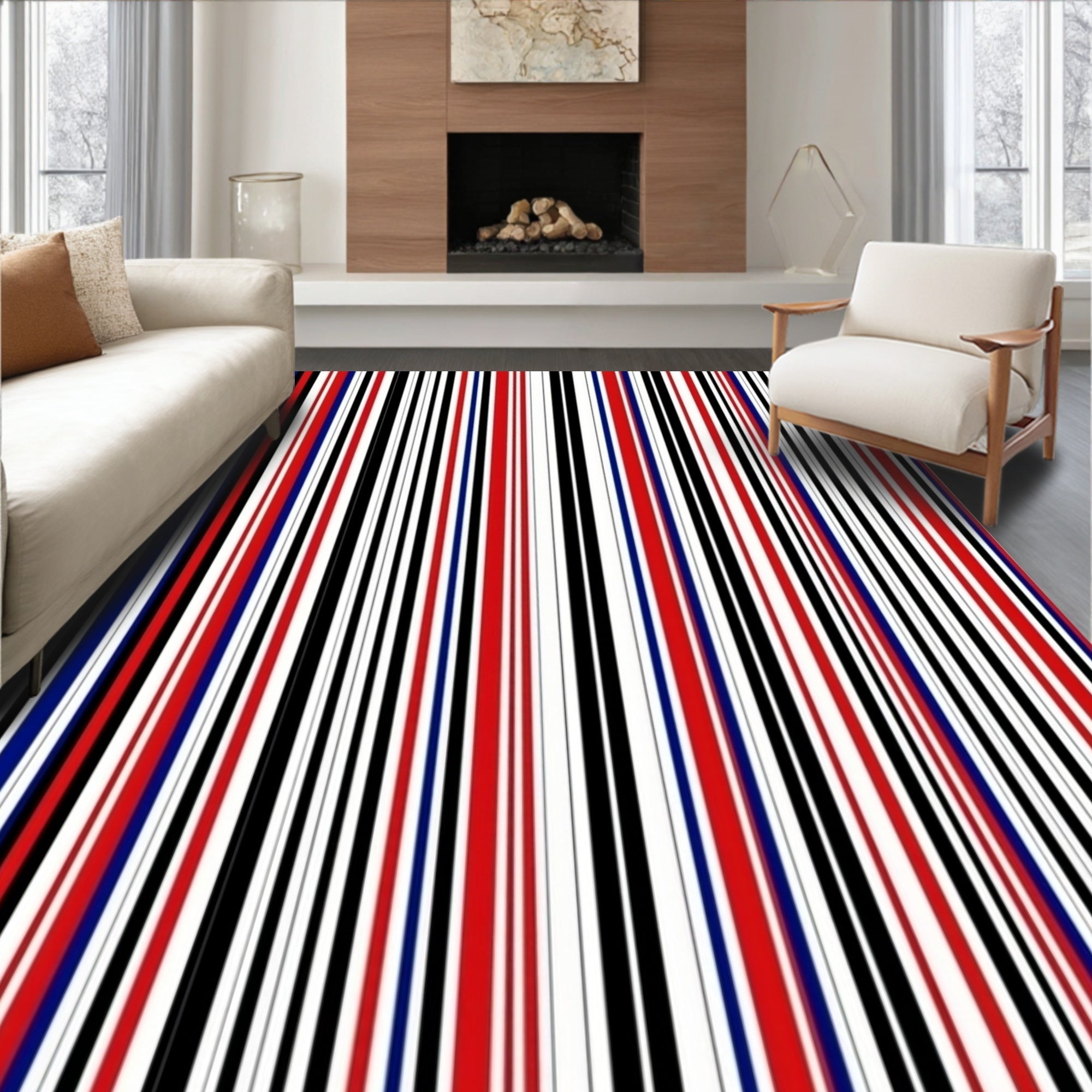 Bold Vertical Stripe Pattern Rug