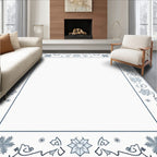 Delicate Blue Floral Snowflake Border Rug