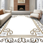 Ornate Gold Leaf Scroll Border Rug