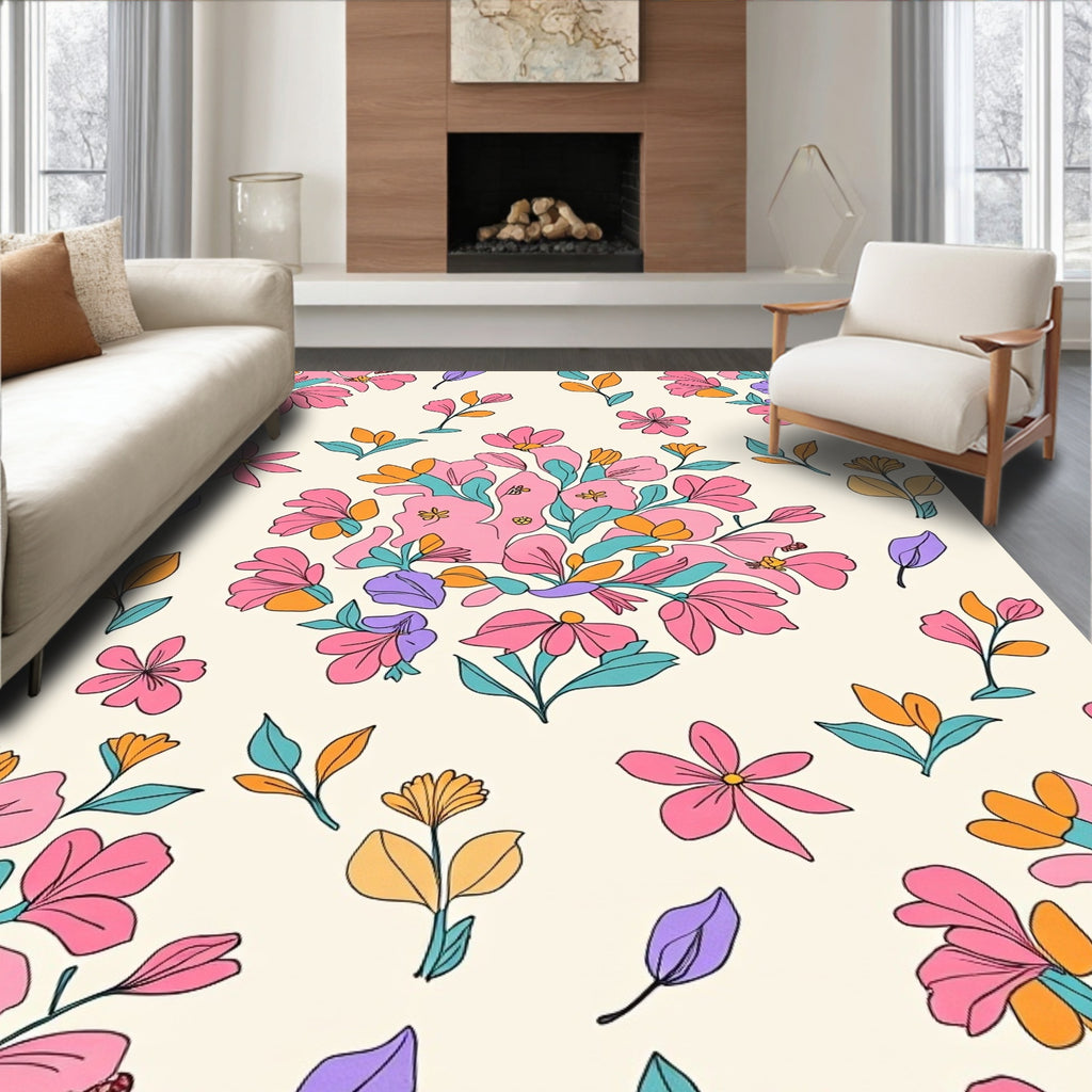 Retro Floral Pattern Rug