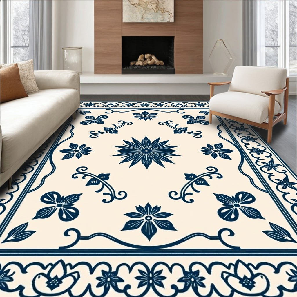 Classic Floral Border With Centerpiece Rug