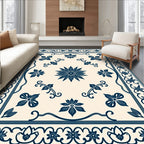 Classic Floral Border With Centerpiece Rug