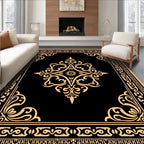 Elegant Ornate Black Gold Rug