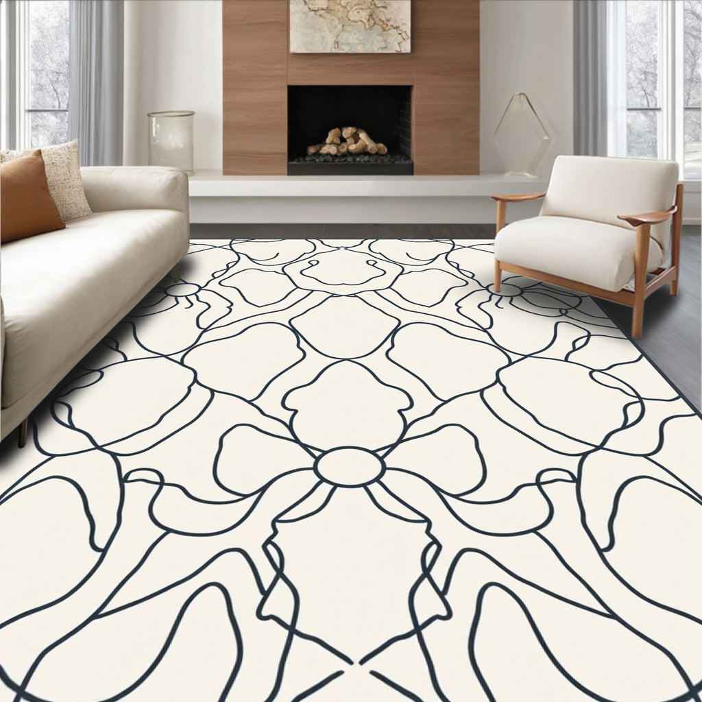 Floral Vine Abstract Line Design Rug