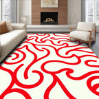 Bold Red Swirling Abstract Pattern Rug