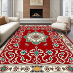 Intricate Floral Medallion Red Design Rug