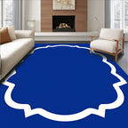 Royal Blue Quatrefoil Bordered Design Rug