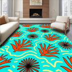 Bold Coral Wave Graphic Pattern Rug
