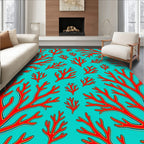 Red Coral Branches Pattern Rug