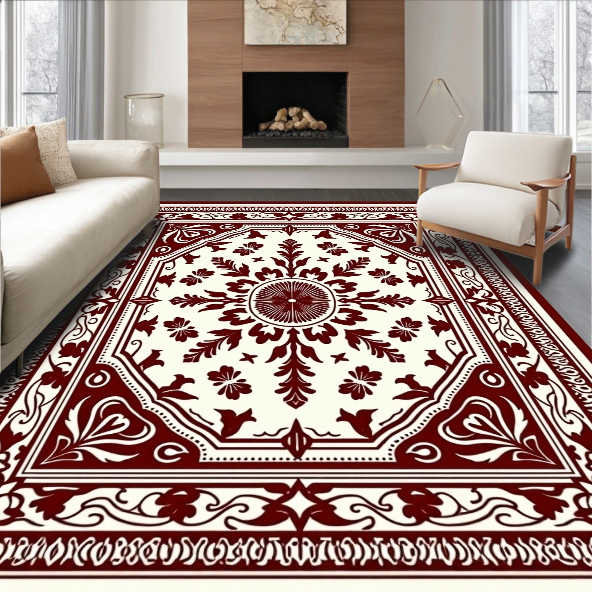 Ornate Floral Medallion Pattern Rug