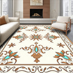 Ornate Floral Leaf Medallion Design Rug