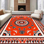 Bold Red Floral Patterned Ethnic Rug
