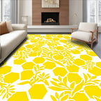 Yellow Hexagon Vine Pattern Rug