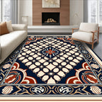 Ornate Floral Geometric Medallion Design Rug