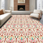 Art Nouveau Cream Red Floral Scroll Rug
