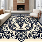 Ornate Floral Scroll Framed Design Rug