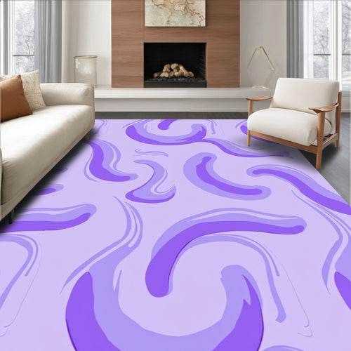 Abstract Purple Swirls Pattern Rug