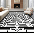 Bold Abstract Maze Pattern Design Rug