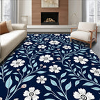 Classic Floral Pattern on Navy Rug