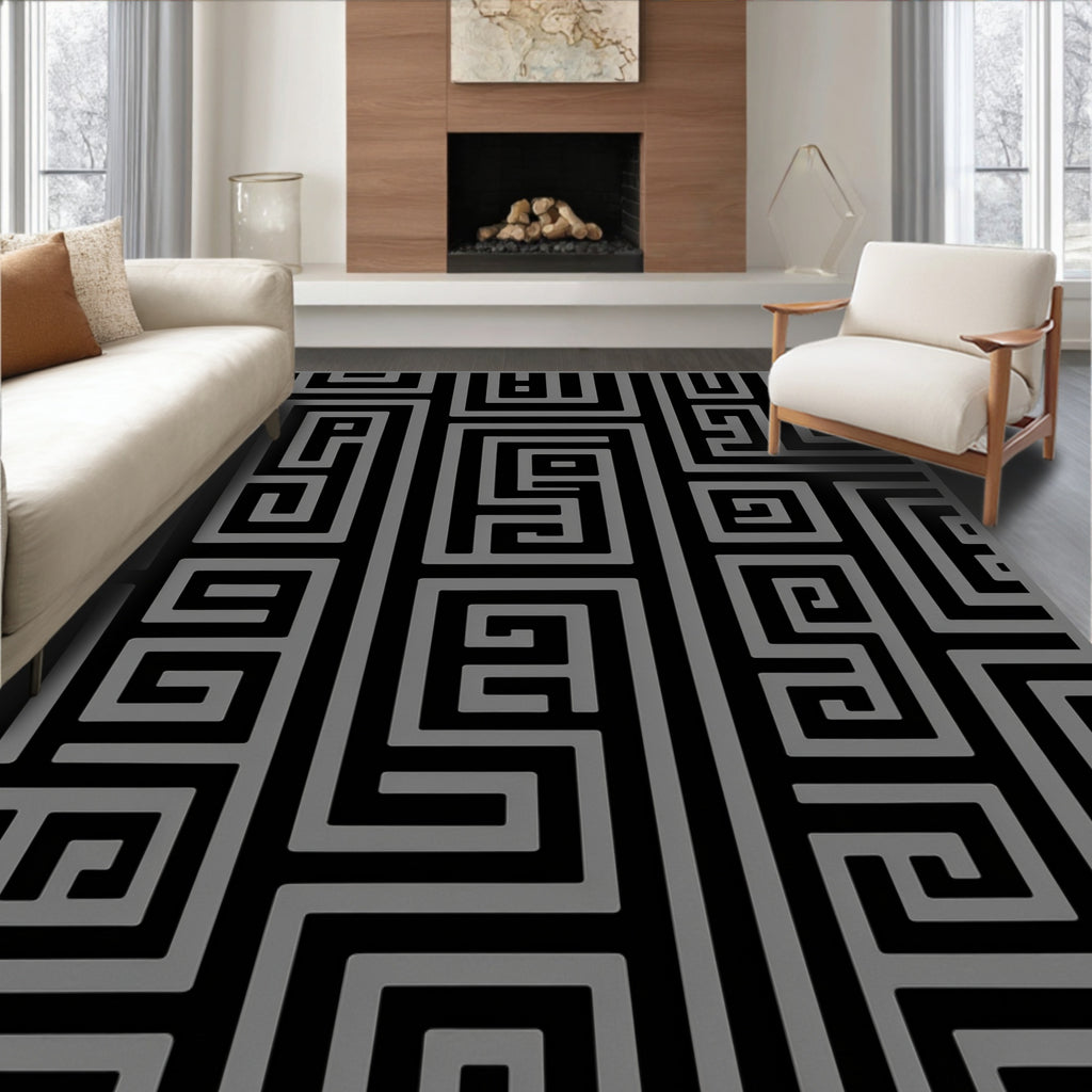 Linear Maze Geometric Design Rug
