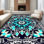 Ornate Teal Cream Mandala Rug
