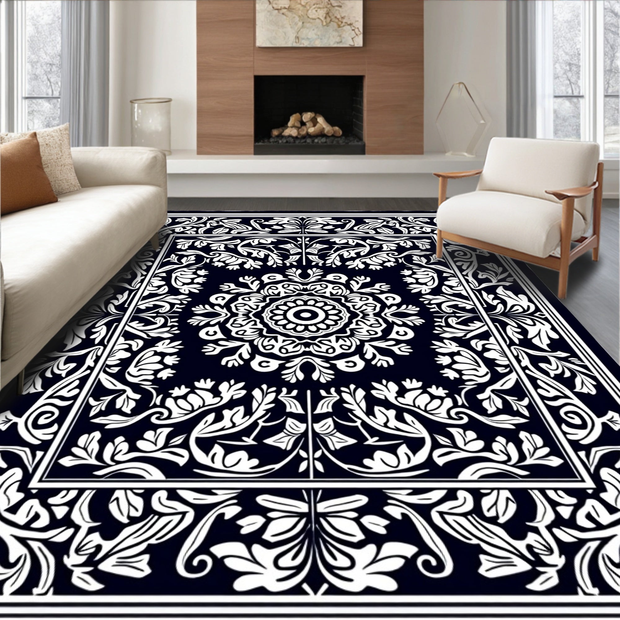 Classic Floral Medallion With Border Rug