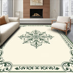 Elegant Floral Scrollwork Border Design Rug