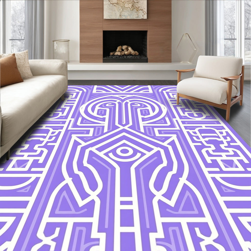 Geometric Abstract Lavender Lines Rug