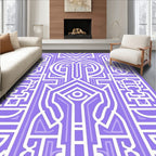 Geometric Abstract Lavender Lines Rug