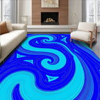Abstract Swirl Triangles Blue Rug