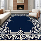 Intricate Floral Border Cream Design Rug
