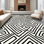 Black and White Maze Pattern Rug