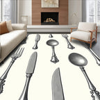 Ornate Silver Cutlery Collection Rug