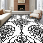 Black White Classic Damask Pattern Rug