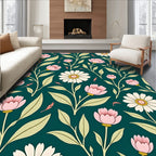 Dark Green Floral Botanical Vintage Design Rug