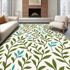 Green Leafy Branches Pattern Rug