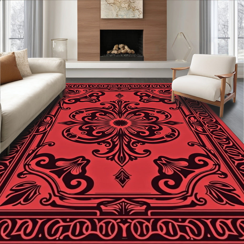 Grand Floral Scroll Pattern Rug