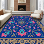 Vibrant Floral Vines Border Design Rug