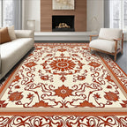 Ornate Floral Border Classic Design Rug