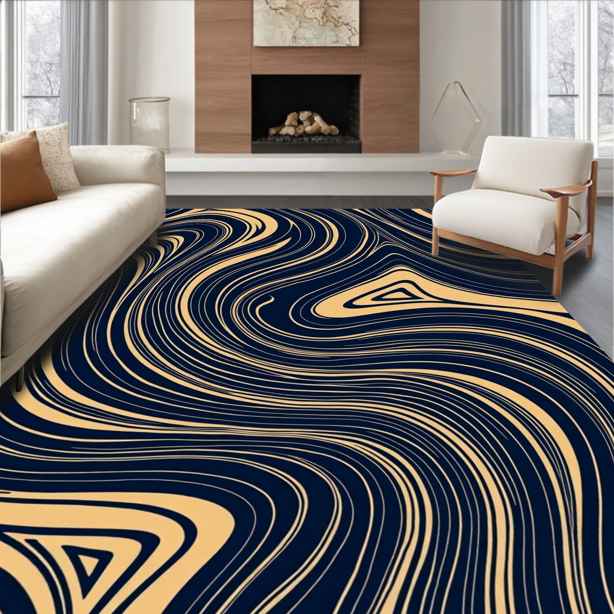 Abstract Swirls Flowing Pattern Rug