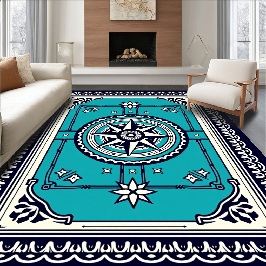 Nautical Compass Rose Graphic Design Rug