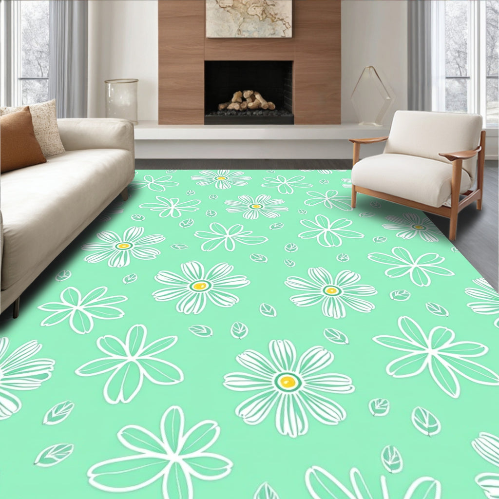 Retro Daisy Floral Pattern Rug